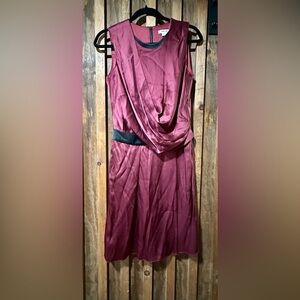 Helmut Lang Burgundy Asymmetrical Ruched Dress Size 2
